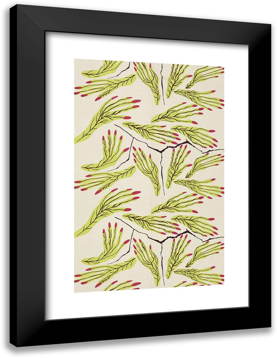 Leaf Hands 18x24 Black Modern Wood Framed Art Print Poster by Dali, Salvador
