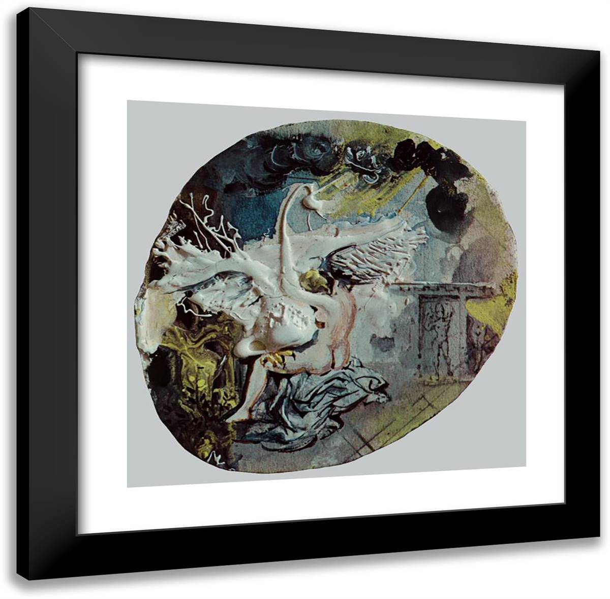 Leda's Swan (Leda and the Swan) 20x20 Black Modern Wood Framed Art Print Poster by Dali, Salvador