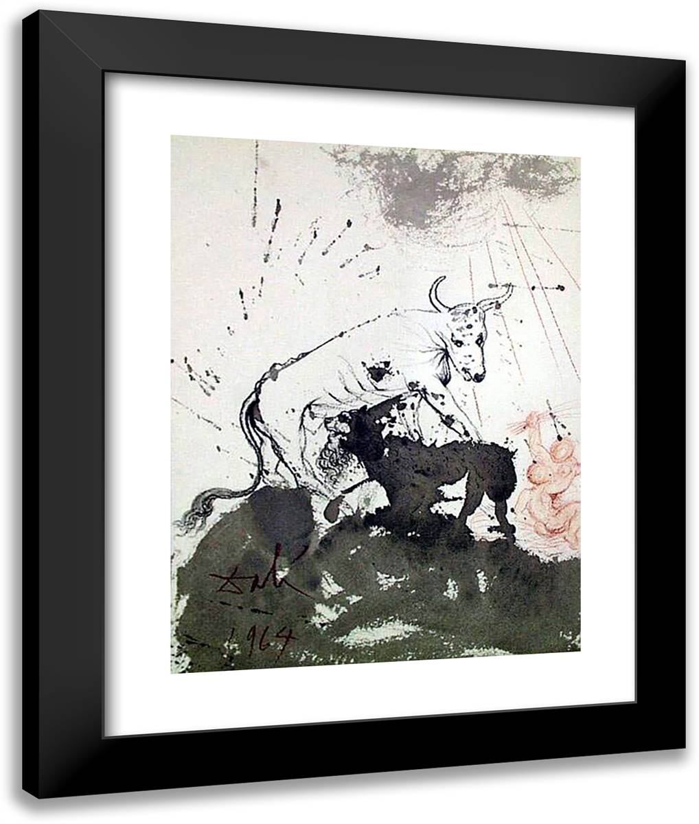 Leo Quasi Bos Comedens Paleas (Isaiah 117) 20x24 Black Modern Wood Framed Art Print Poster by Dali, Salvador
