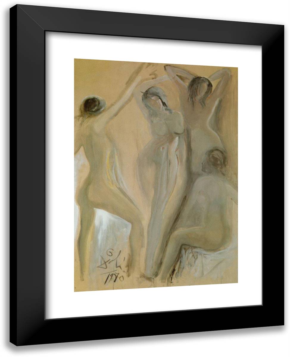 Les Dlemoilselles D'Avignon (The Girls of Avignon) 19x24 Black Modern Wood Framed Art Print Poster by Dali, Salvador