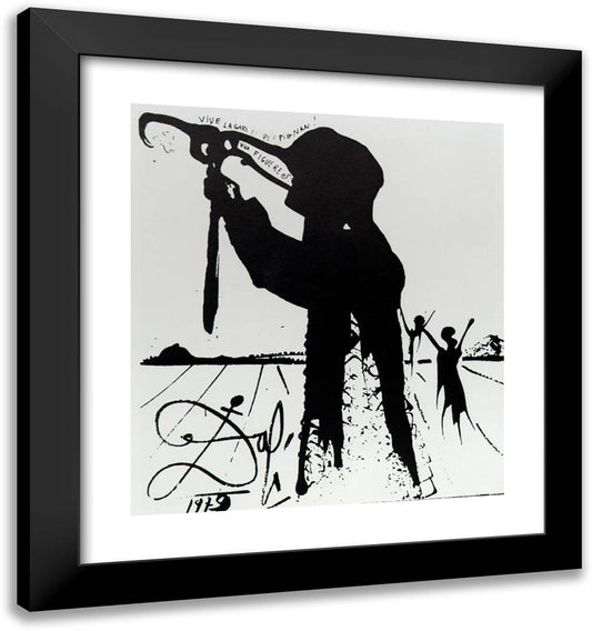 Long Live the Station at Perpignan, Long Live Figueras 20x21 Black Modern Wood Framed Art Print Poster by Dali, Salvador