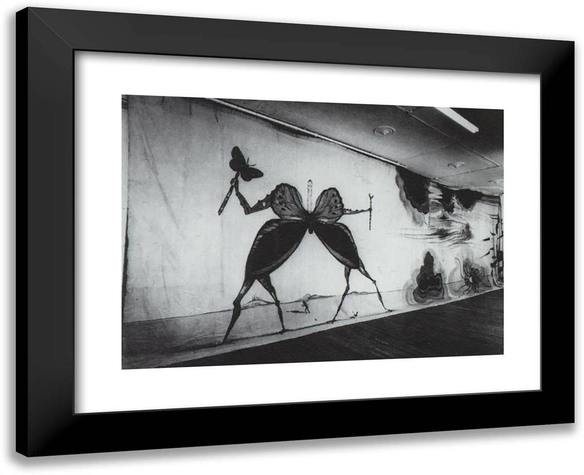 March of Time Comittee - Papillon 24x19 Black Modern Wood Framed Art Print Poster by Dali, Salvador