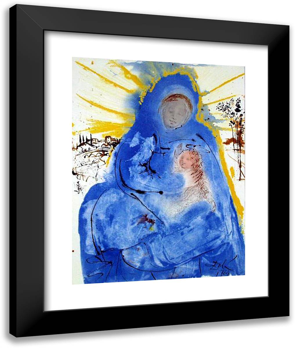 Maria Conferens in Corde Suo (Matthew 123) 20x24 Black Modern Wood Framed Art Print Poster by Dali, Salvador