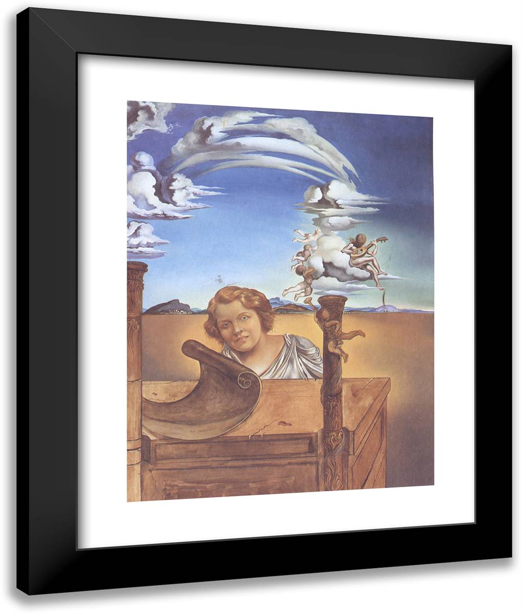 Melancholy 20x24 Black Modern Wood Framed Art Print Poster by Dali, Salvador
