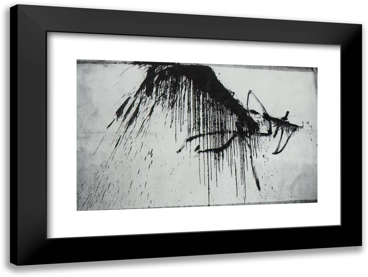 Night in the Hotel (Abstract in Black and White) 24x18 Black Modern Wood Framed Art Print Poster by Dali, Salvador