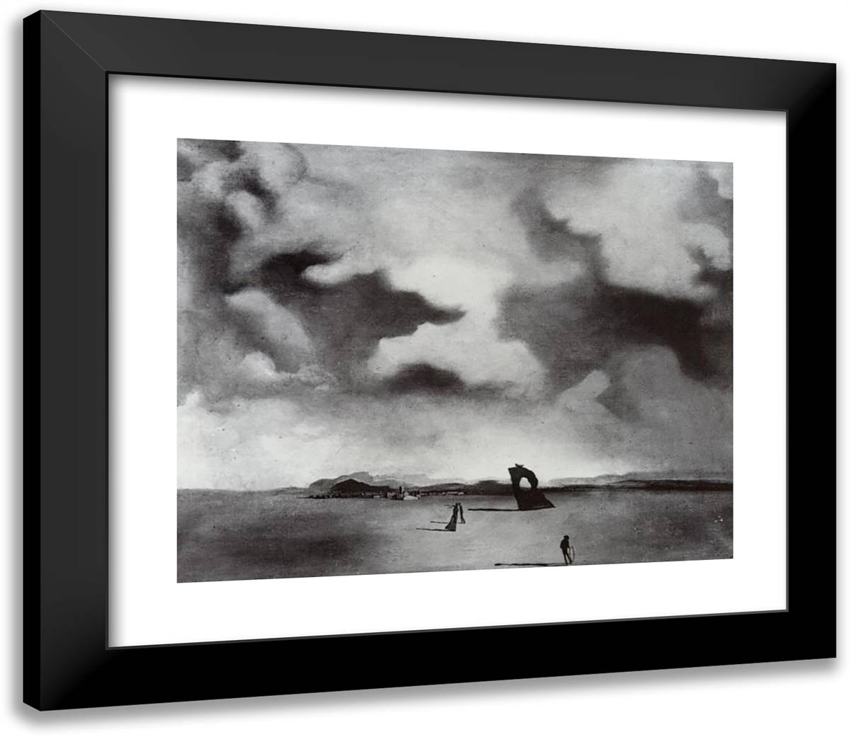Night Spectre on the Beach 23x20 Black Modern Wood Framed Art Print Poster by Dali, Salvador