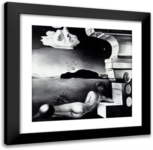 Nude on the Plain of Rosas 20x20 Black Modern Wood Framed Art Print Poster by Dali, Salvador