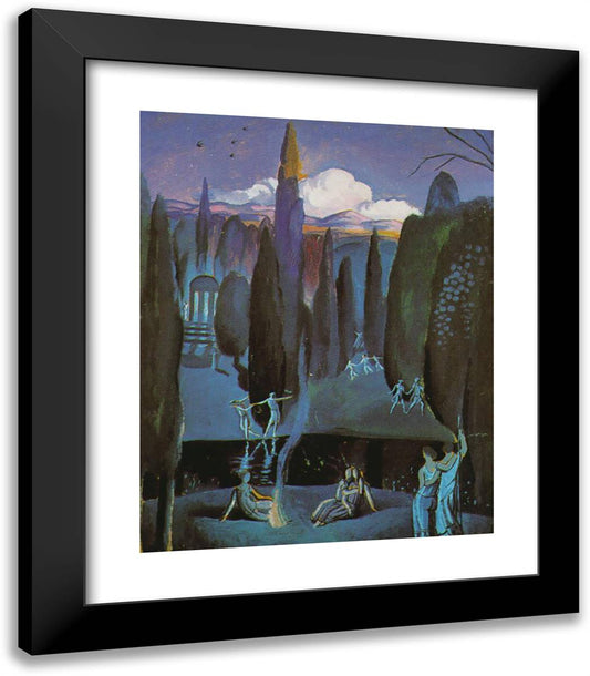 Nymphs in a Romantic, Garden 20x23 Black Modern Wood Framed Art Print Poster by Dali, Salvador