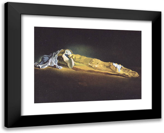 Ordinary French Loaf with Two Fried Eggs 24x19 Black Modern Wood Framed Art Print Poster by Dali, Salvador