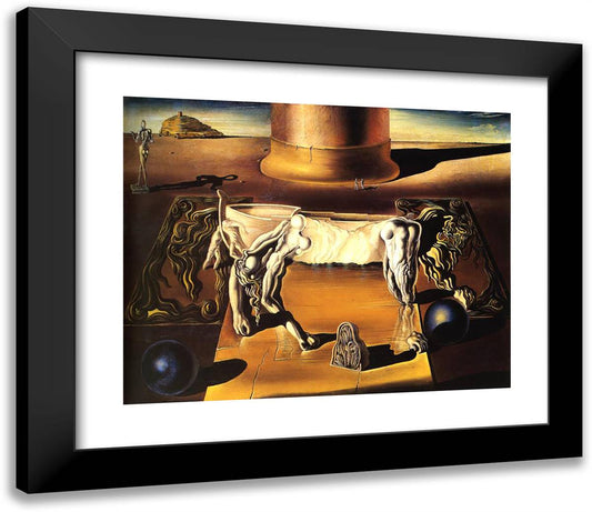 Paranoiac Woman-Horse (Invisible Sleeping Woman, Lion, Horse) 23x20 Black Modern Wood Framed Art Print Poster by Dali, Salvador