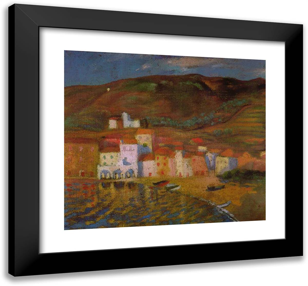Portdogue and Mount Pani from Ayuntamiento 21x20 Black Modern Wood Framed Art Print Poster by Dali, Salvador