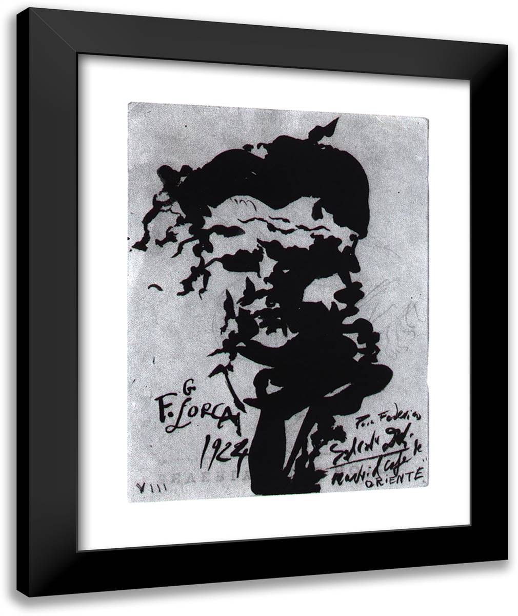 Portrait of Garcia Lorca 20x24 Black Modern Wood Framed Art Print Poster by Dali, Salvador