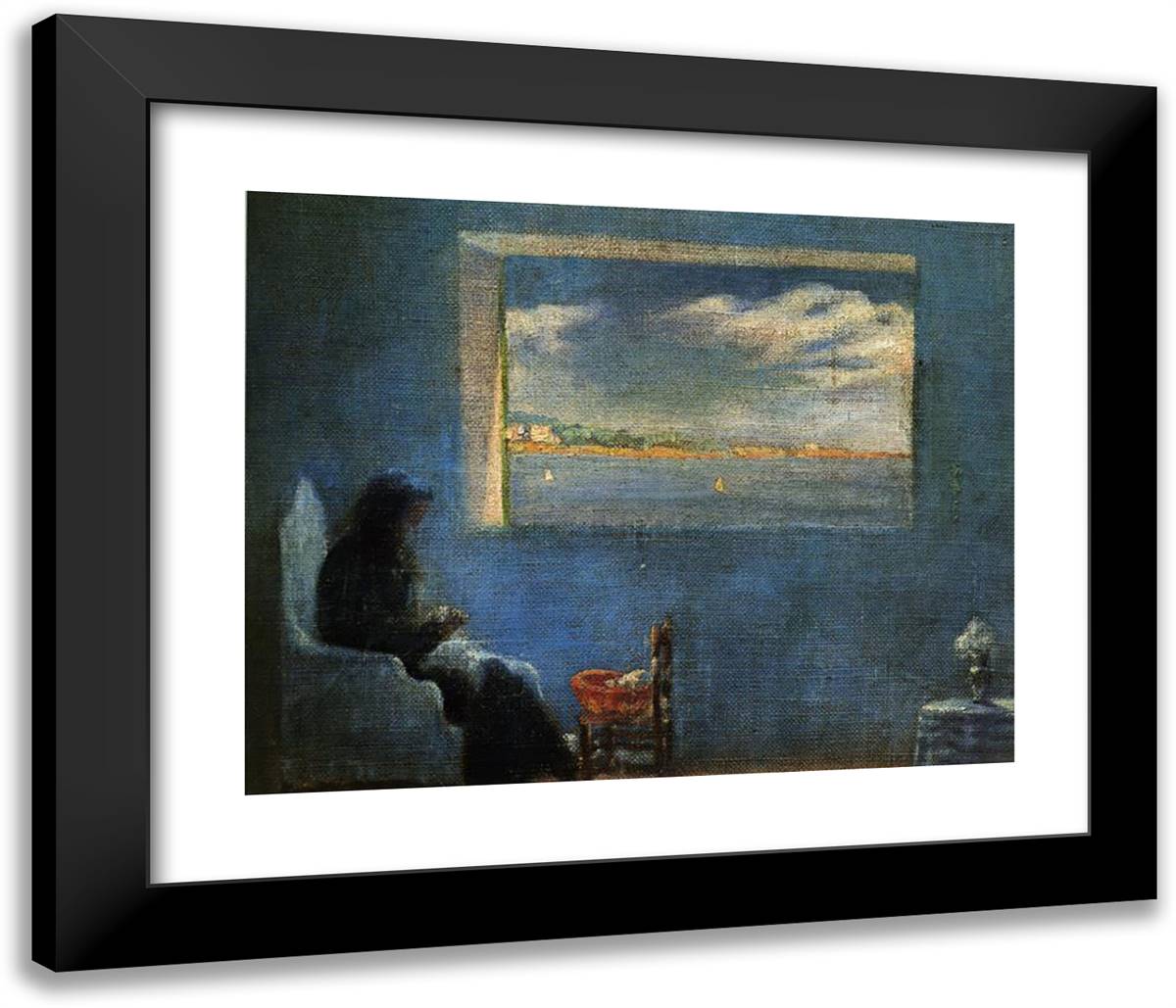 Portrait of Grandmother Ana Sewing 23x20 Black Modern Wood Framed Art Print Poster by Dali, Salvador