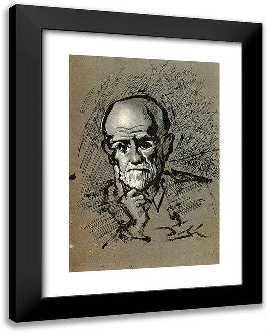 Portrait of Sigmund Freud 19x24 Black Modern Wood Framed Art Print Poster by Dali, Salvador