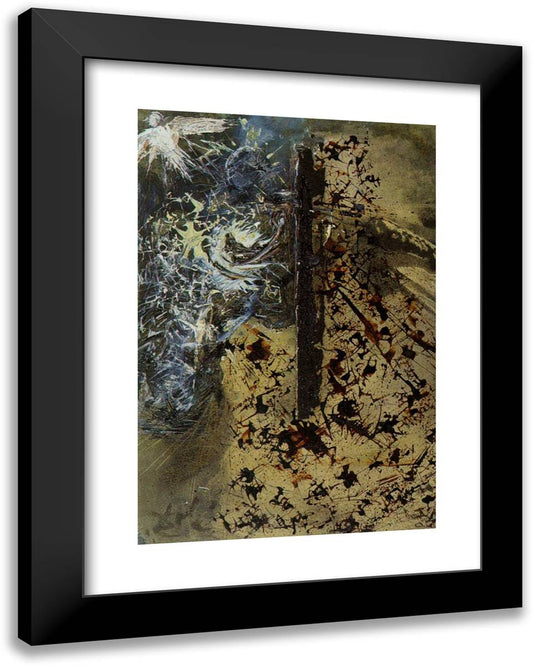 Religious Scene in Particles 19x24 Black Modern Wood Framed Art Print Poster by Dali, Salvador