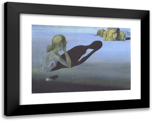 Remorse, or Sphinx Embedded in the Sand 24x19 Black Modern Wood Framed Art Print Poster by Dali, Salvador