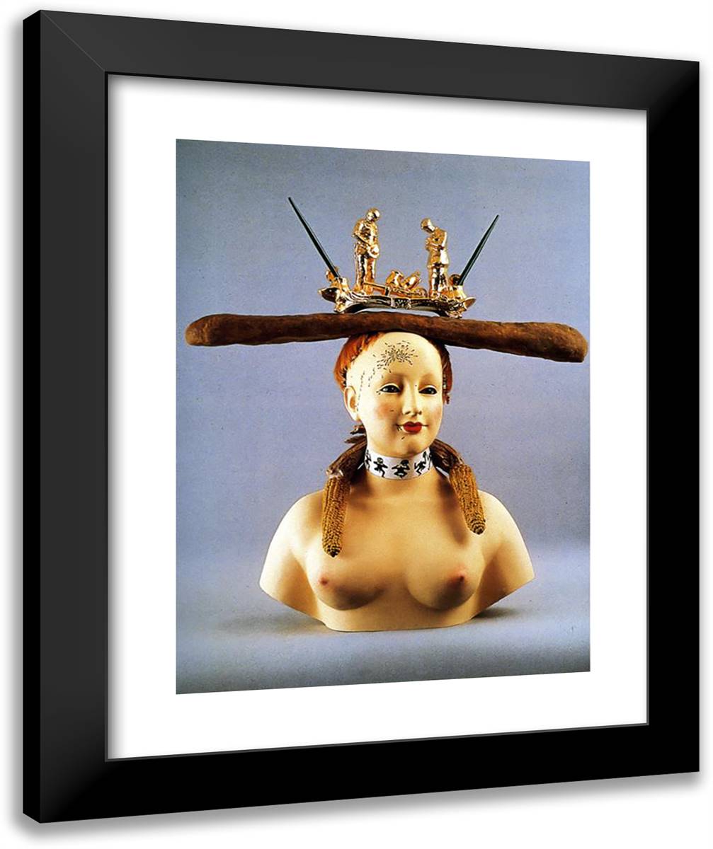 Retrospective Bust of a Woman 20x24 Black Modern Wood Framed Art Print Poster by Dali, Salvador