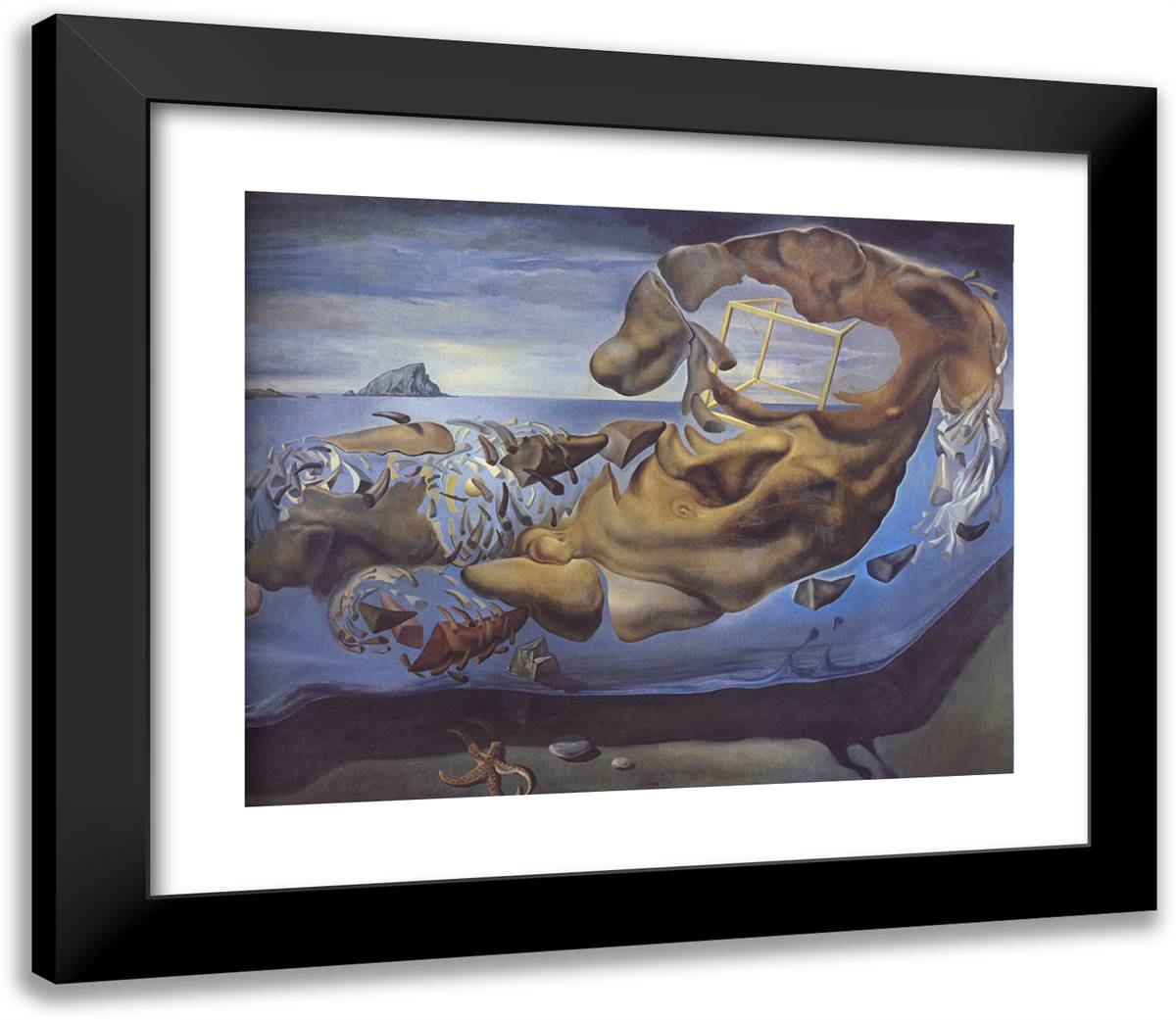 Rhinocerotic Figure of Phidias' Illisos 23x20 Black Modern Wood Framed Art Print Poster by Dali, Salvador