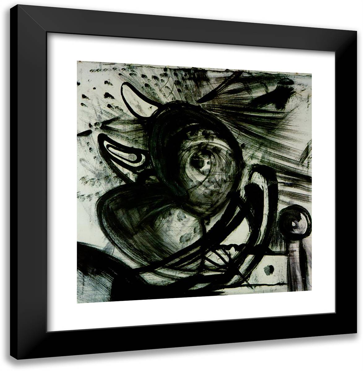 Rhinocerotic Portrait of Vermeer's 'Lacemaker' 20x20 Black Modern Wood Framed Art Print Poster by Dali, Salvador
