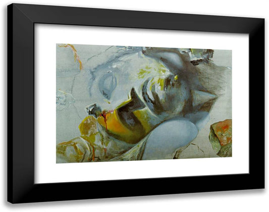 Rock Figure After the Head of Christ in the 'Pieta' of Palestrina by Michelangelo 24x19 Black Modern Wood Framed Art Print Poster by Dali, Salvador