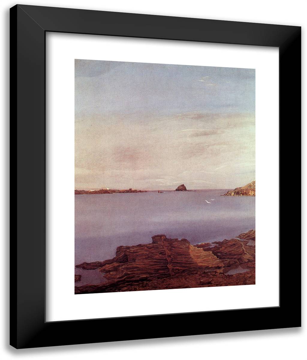 Rocks on the Coast Lyane 20x24 Black Modern Wood Framed Art Print Poster by Dali, Salvador