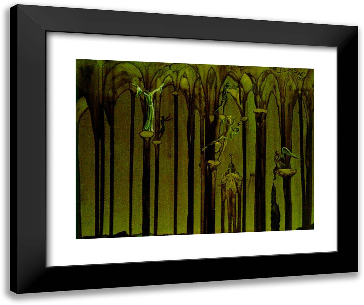 Romeo and Juliet Memorial 24x20 Black Modern Wood Framed Art Print Poster by Dali, Salvador