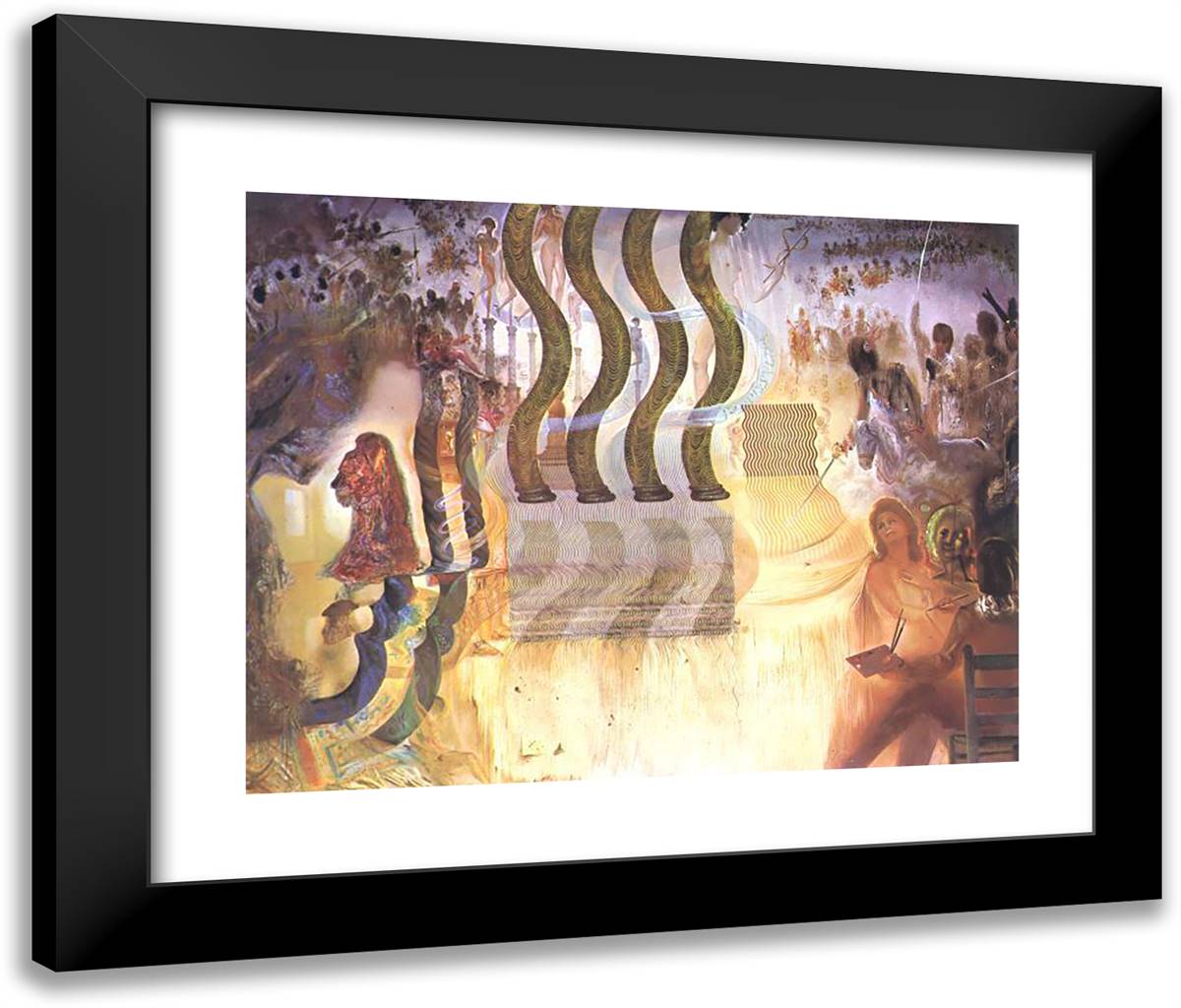 Salvador Dali in the Act of Painting Gala in the Apotheosis of the Dollar 24x20 Black Modern Wood Framed Art Print Poster by Dali, Salvador
