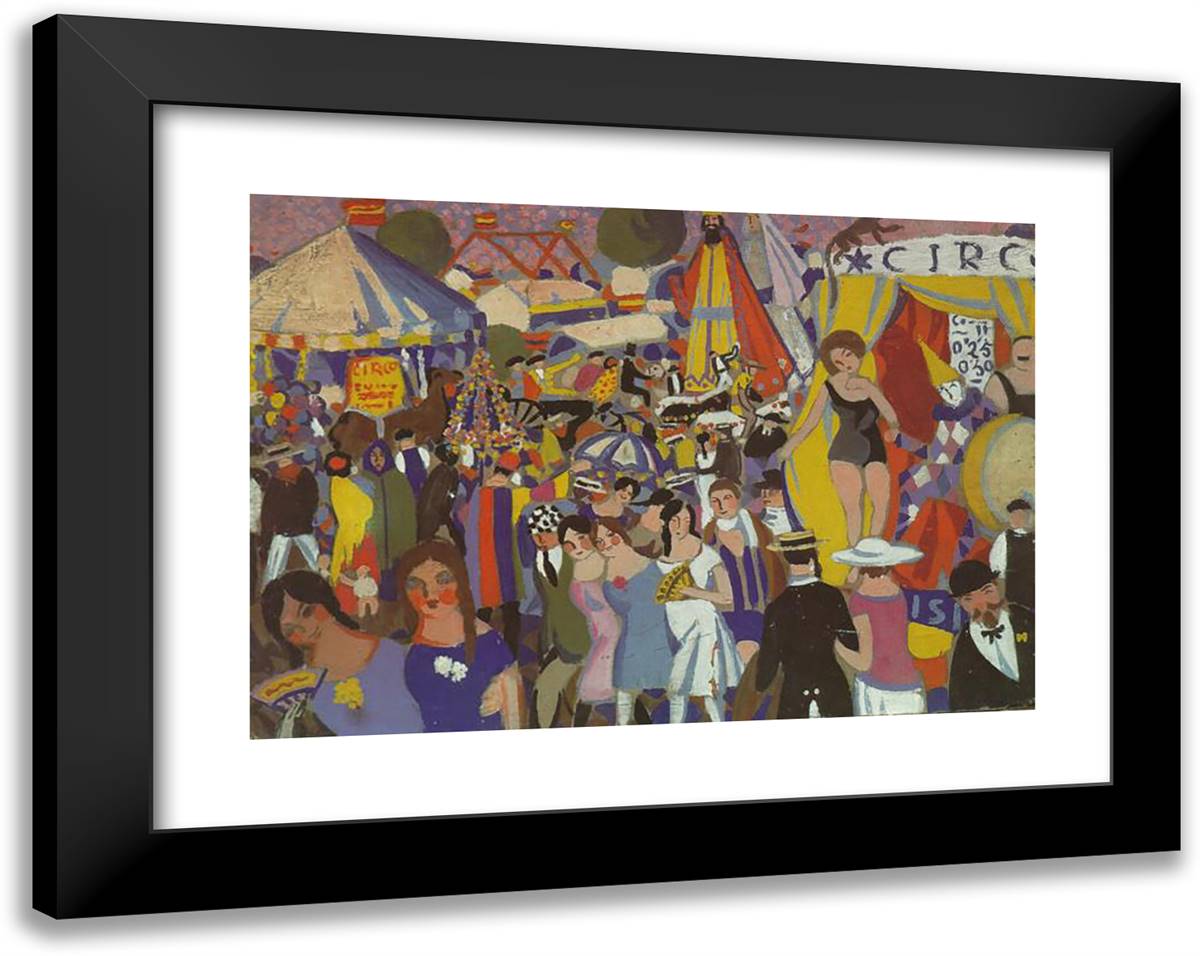 Santa Creus Festival in Figueras - the Circus 24x19 Black Modern Wood Framed Art Print Poster by Dali, Salvador