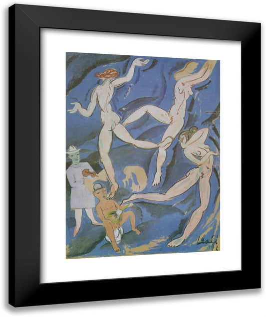 Satirical Composition ('the Dance' by Matisse) 20x24 Black Modern Wood Framed Art Print Poster by Dali, Salvador