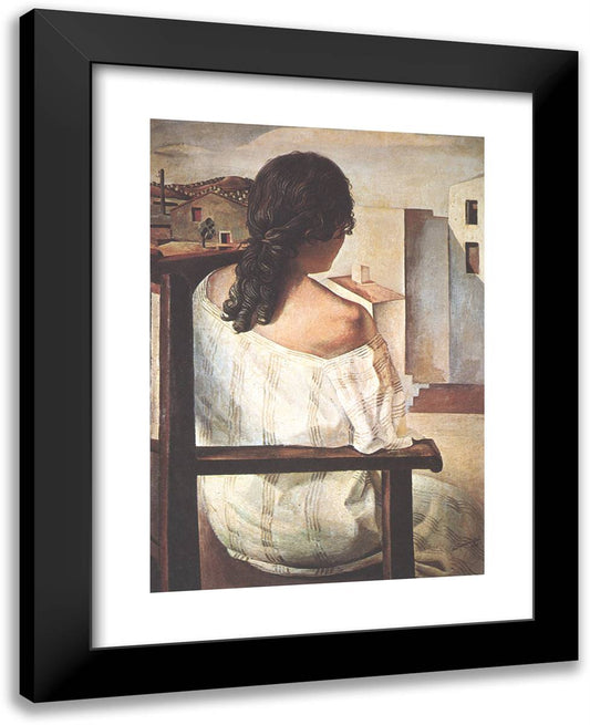 Seated Girl Seen from the Back 19x24 Black Modern Wood Framed Art Print Poster by Dali, Salvador