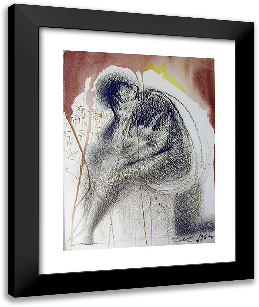 Sedet Sola Civitas Plena Poupolo (2 Chronicles 3619) 20x24 Black Modern Wood Framed Art Print Poster by Dali, Salvador