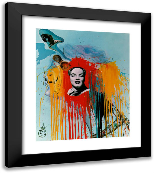 Self-Portrait (Photomontage with the Famous 'Mao-Marilyn' That Philippe Halsman Created at Dali's Wish) 20x23 Black Modern Wood Framed Art Print Poster by Dali, Salvador