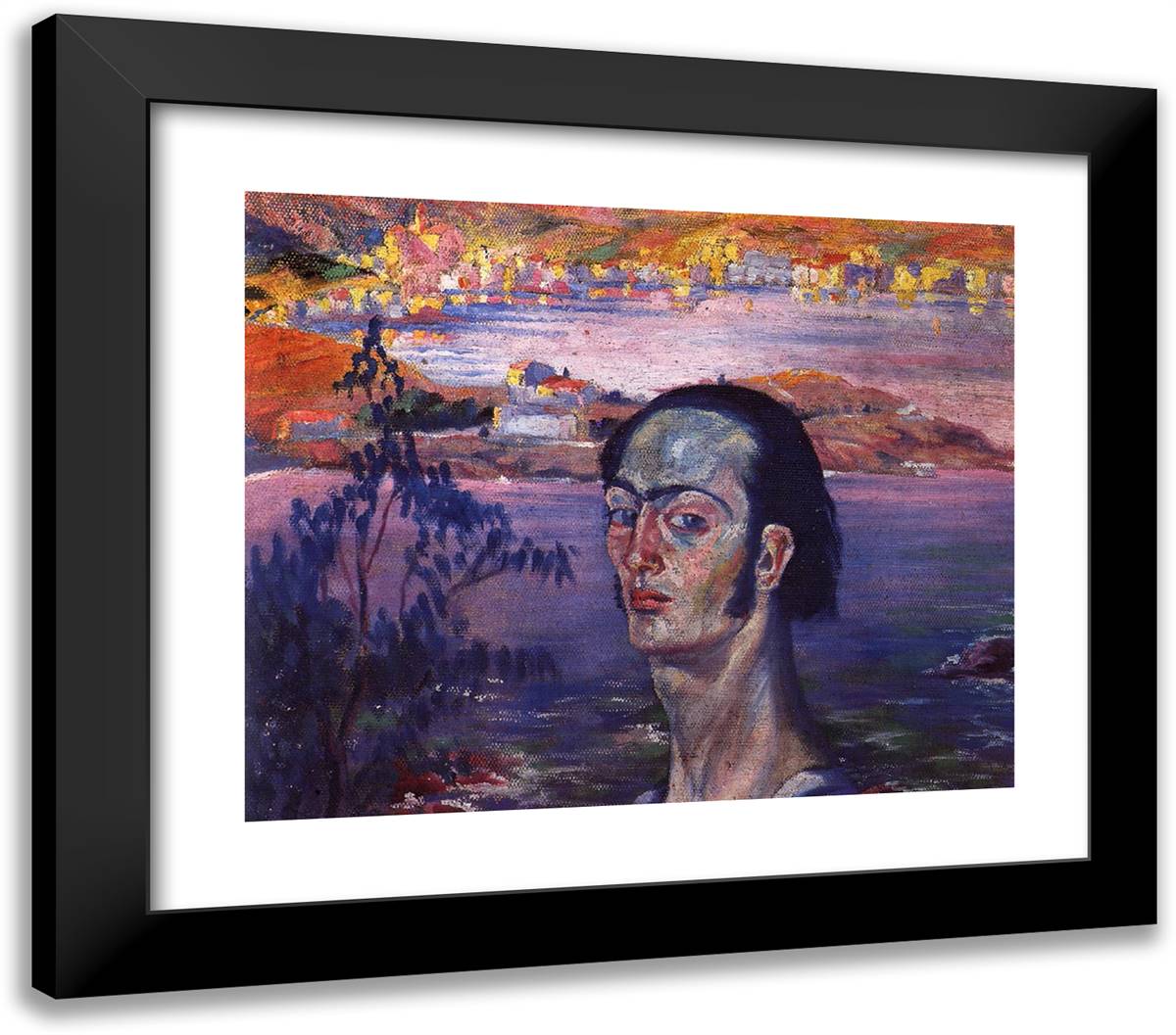 Self-Portrait with Raphaelesque Neck 23x20 Black Modern Wood Framed Art Print Poster by Dali, Salvador