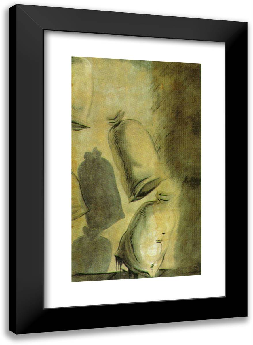 Set Design for the Ballet 'Los Sacos Del Molinero' 17x24 Black Modern Wood Framed Art Print Poster by Dali, Salvador
