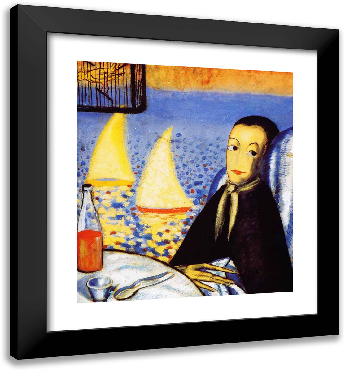 Sick Boy (Self-Portrait in Cadaques) 20x22 Black Modern Wood Framed Art Print Poster by Dali, Salvador