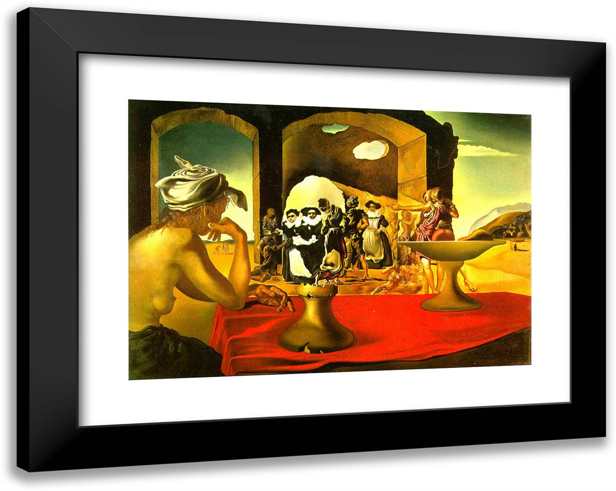 Slave Market with the Disappearing Bust of Voltaire 24x19 Black Modern Wood Framed Art Print Poster by Dali, Salvador