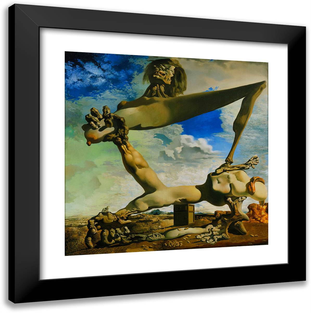 Soft Construction with Boiled Beans Premonition of Civil War 20x20 Black Modern Wood Framed Art Print Poster by Dali, Salvador