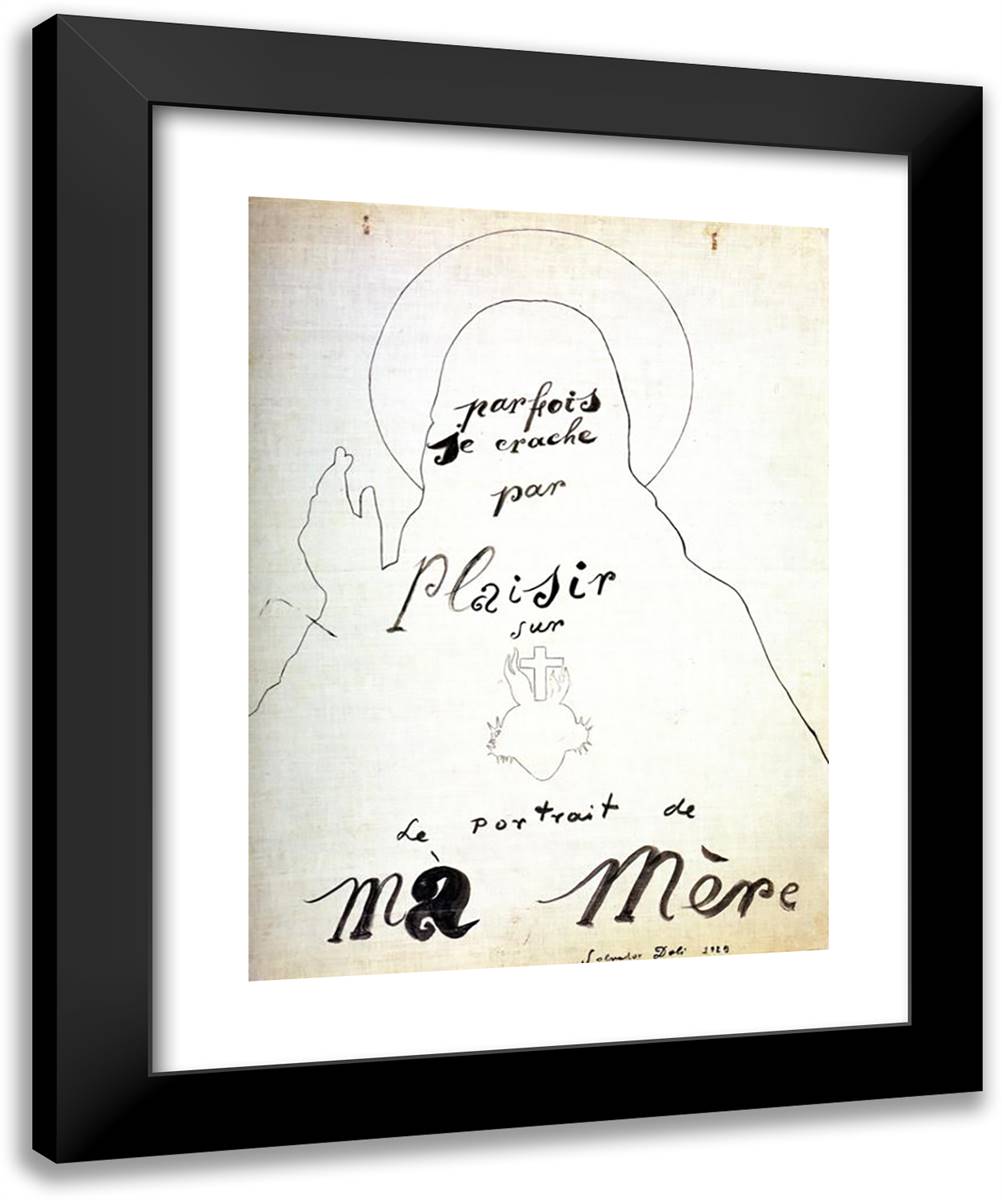 Sometimes I Spit with Pleasure on the Portrait of My Mother (The Sacred Heart) 20x24 Black Modern Wood Framed Art Print Poster by Dali, Salvador