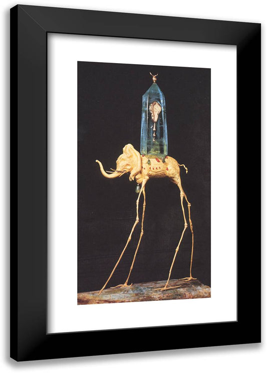 Space Elephant 16x24 Black Modern Wood Framed Art Print Poster by Dali, Salvador