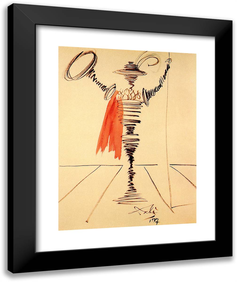 Spanish Knight 20x24 Black Modern Wood Framed Art Print Poster by Dali, Salvador