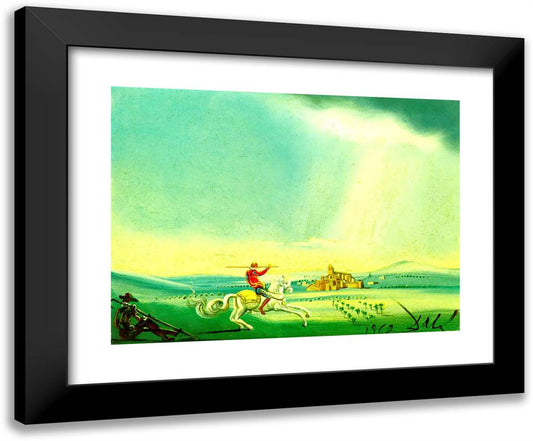 St. George and the Dragon 24x20 Black Modern Wood Framed Art Print Poster by Dali, Salvador