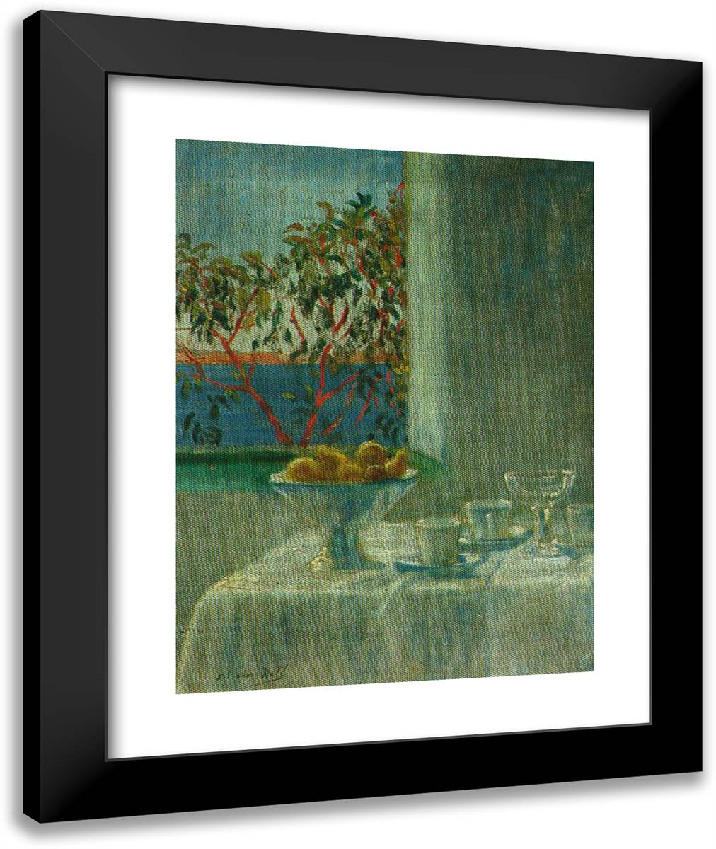 Still Life by a Window 20x24 Black Modern Wood Framed Art Print Poster by Dali, Salvador