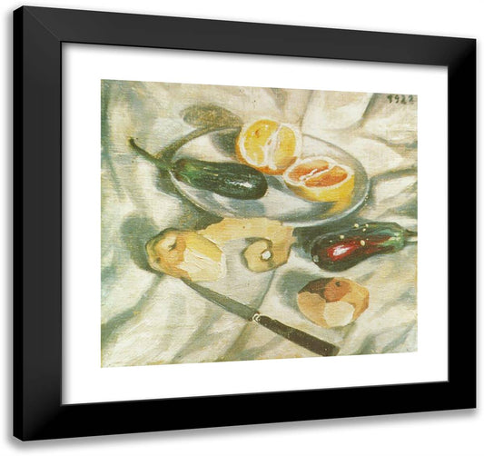 Still Life with Aubergines 21x20 Black Modern Wood Framed Art Print Poster by Dali, Salvador