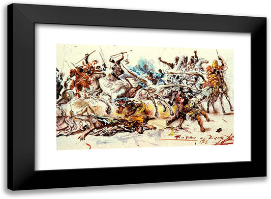 Study for 'the Battle of Tetuan' 24x18 Black Modern Wood Framed Art Print Poster by Dali, Salvador