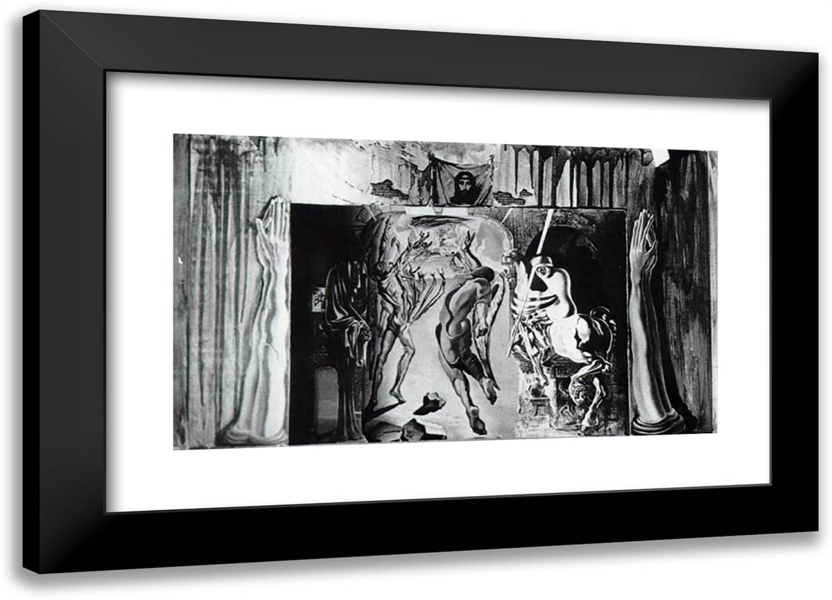 Study for the Set of 'Romeo and Juliet' 24x17 Black Modern Wood Framed Art Print Poster by Dali, Salvador