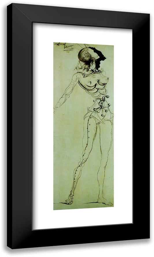 Surrealist Knight for a Four-Part Screen 13x24 Black Modern Wood Framed Art Print Poster by Dali, Salvador
