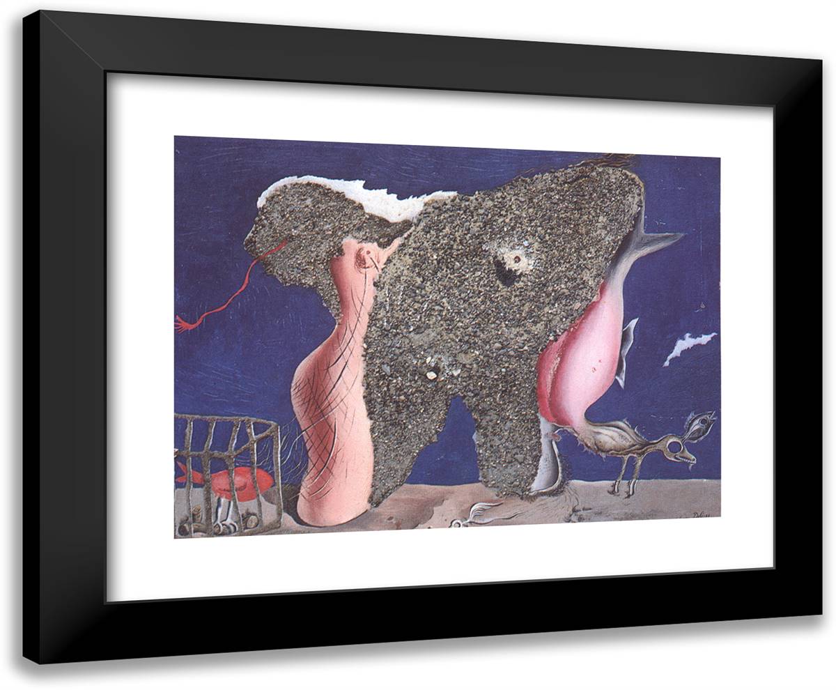 Symbiotic Woman-Animal 24x20 Black Modern Wood Framed Art Print Poster by Dali, Salvador