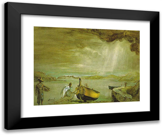 The Angel of Port Lligat 24x20 Black Modern Wood Framed Art Print Poster by Dali, Salvador