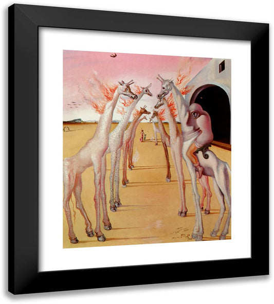 The Flames, They Call 20x22 Black Modern Wood Framed Art Print Poster by Dali, Salvador