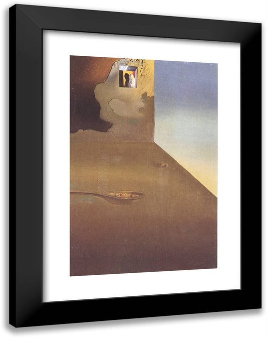 The Meeting of the Illusion and the Arrested Moment - Fried Eggs Presented in a Spoon 18x24 Black Modern Wood Framed Art Print Poster by Dali, Salvador